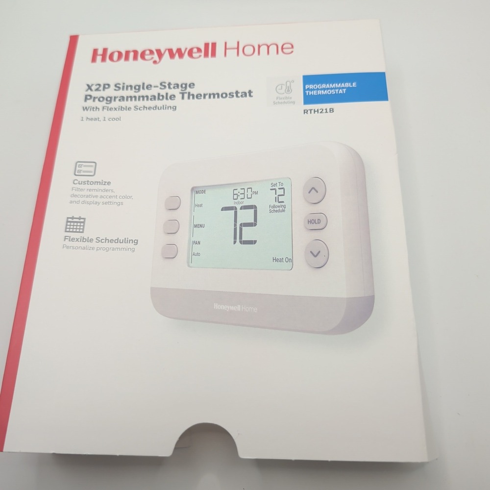 Honeywell Thermostat White X2P RTH21B Single-Stage Programmable Backlit Display